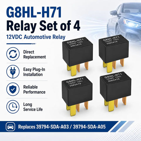 G8HL-H71 12V DC Automotive Pack Of 4 For Honda Accord Civic MDX CR-V Plug And Play Upgrade High Current AC Headlights Horns Fans And Other Accessories relay set