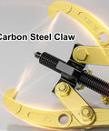 Shop Ready Heavy Duty Adjustable Bearing Puller Tool Forged From Tough Carbon Steel With Secure Handle showing a carbon steel claw detail.