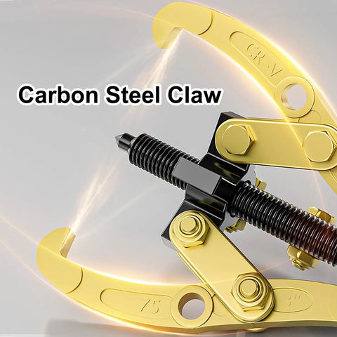Shop Ready Heavy Duty Adjustable Bearing Puller Tool Forged From Tough Carbon Steel With Secure Handle showing a carbon steel claw detail.