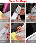 Steps for using Beefed Up Heavy Duty Aluminum Foil Duct Tape For HVAC Sealing And Patching Waterproof High Temp Tape shown.