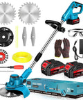 Cordless Weed Wacker with 1300W Brushless Motor, 23000 RPM, 4 Blade Types, Lightweight Trimmer, 2x 21V Batteries, Charger