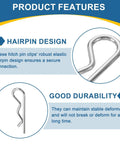 Close-up of 20 Pack 2Mm By 40Mm R Clips Hairpin Retaining Pins showing hairpin design and durability with silver stainless steel