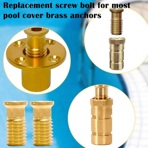 10 Piece Beefy Brass Pool Cover Anchors Screws Kit For Concrete Pools Heavy Duty Safety Cover Replacement