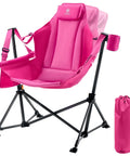 Padded Oversized Hammock Camping Chair With Multi Storage Pockets, Portable Foldable Rocking Swing Chair, Heavy Duty Outdoor Seat