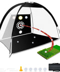 10x7ft Golf Practice Net With Tri Turf Mat And Target All In One Setup Including 5 Practice Balls And Carry Bag displayed