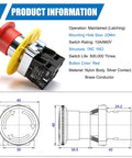 Red Mushroom Emergency Stop Push Button Switch 1NC 1NO Latching 22mm Mounting Hole 40mm Button Dia 6mm Panel Thickness Adjustable, red mushroom emergency stop switch with nylon body