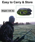 Hunter in camo with a rifle, carrying Double Thickened And Widened Four Step Climbing Aider Built Tough For Hunting Tree Steps