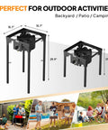 100,000 BTU Portable Gas Camping Stove With Regulator for Outdoor Cooking, shown in two sizes, perfect for patio or camping use.