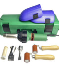 110V 1600W Hot Air Welder Gun for plastic repairs, green case, rollers, and nozzles, adjustable 20-600°C, 180L/min, 3m cord
