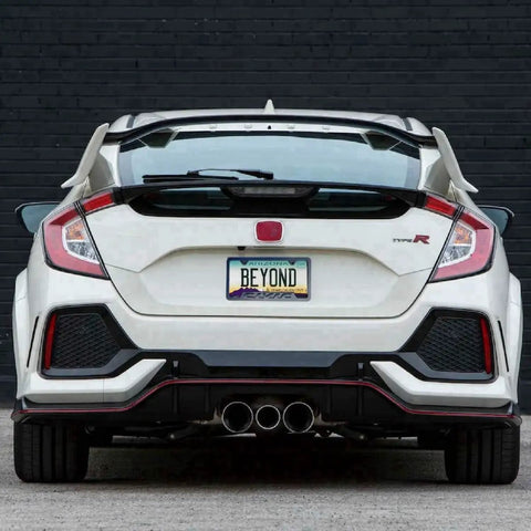 Two Pack Premium Aluminum Alloy Weatherproof License Plate Covers behind a car, emphasizing the rust-resistant car accessories kit.