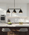 Black And Gold 3 Light Linear Kitchen Island Pendant With Adjustable Rods over modern kitchen island