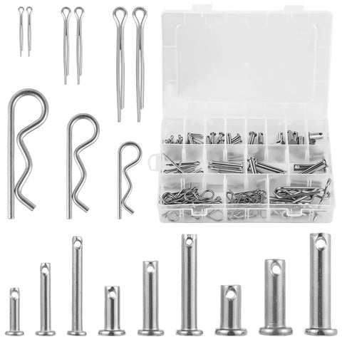 Beast 122 Piece Pin Fastener Kit With Clevis Pins In M4 M6 M8 And Cotter Pins R Clips In 1.5 2 3 And 15 Sizes 304 Stainless Steel Automotive Truck Machinery Fasteners Set in organizer