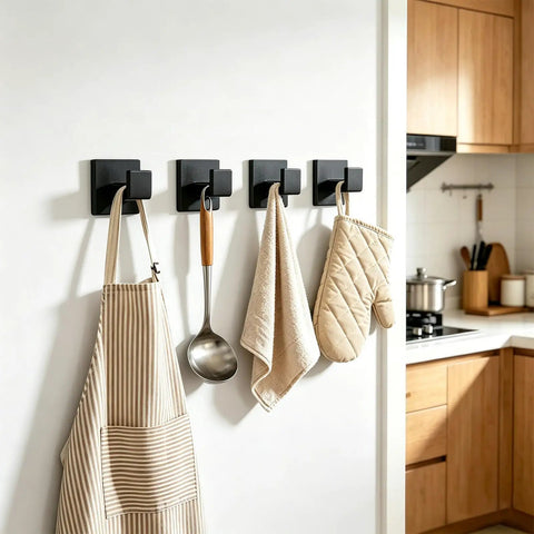 Straight Up Sturdy 2 Piece Towel Hooks For Bathroom With Matte Black Finish Rustproof Stainless Steel Square Hidden Screw Design Zero Drama Install Hits Different Look Swear By This Setup