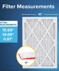 16 By 20 By 1 Inch Air Filter For AC Or Furnace MERV 11 MPR 1000 Micro Allergen Defense, product dimensions shown