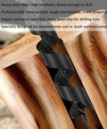 Hand Powered Wood Auger Drill Bit 1 Inch By 12 Inch With Wrench for DIY bushcraft and woodworking, shown drilling into wood.