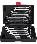 Ratchet Spanner Set With Metric Wrenches For Home Garage Use, Easy Grip Hand Tools Kit For Tight Spaces, 12 Piece Boxed