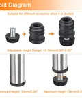 Split diagram of Four Pack Round Tube Leveling Feet Inserts With M6 Thread For 16mm Tube End Caps Plugs Adjustable Height 10 To 14mm