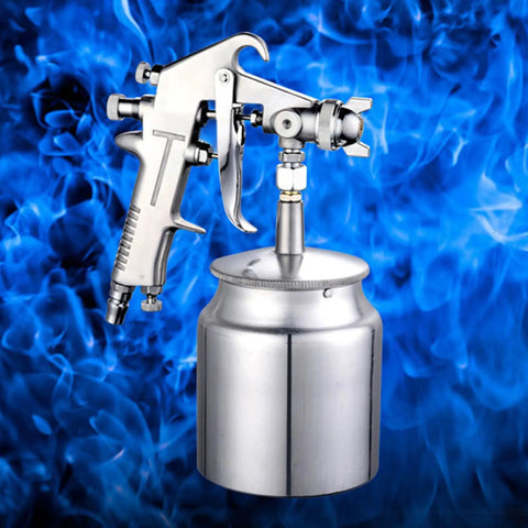 Heavy Duty Adjustable Pneumatic Paint Sprayer Built Like A Beast With Ergonomic Handhold, silver metal design for precise spraying.