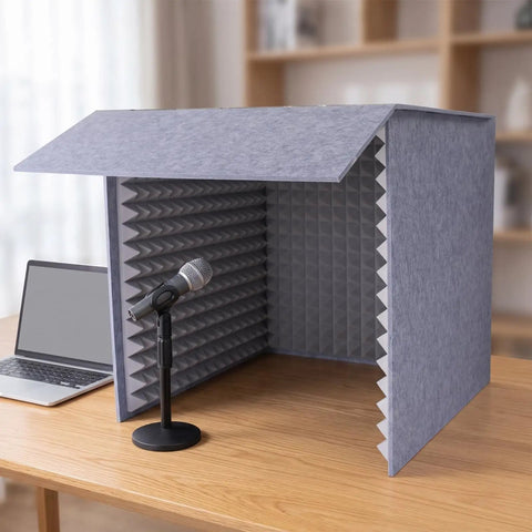 Dang Clean Kickass Desktop Soundproof Mic Booth With Dense Acoustic Foam Panels For Podcast Recording Streaming And Video Calls portable desktop isolation shield.