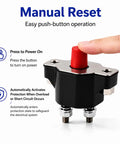 Heavy Duty 50 Amp Push Button Circuit Breaker Direct Drop In Replacement For Volvo Penta Mercruiser And Sierra Marine Systems with manual reset.