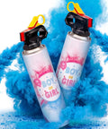 Zero Stress Safe Cornstarch Gender Reveal Smoke Bombs 2 Pack with blue powder for baby shower celebration.