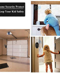 Home security through beam sensors installed in garage and window for child's safety.