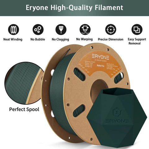 Top Shelf Matte 3D Printer PLA Filament Featuring Super Smooth Feed Technology And Zero Glare Finish For Dope Custom Prints With 1.75mm Precision Core And Black Forest Green Shade On A Rock Solid 1K Spool