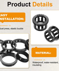 60 Pack Nylon Wire Grommets for Cables and Hoses, display showing easy installation and durable PA Nylon material