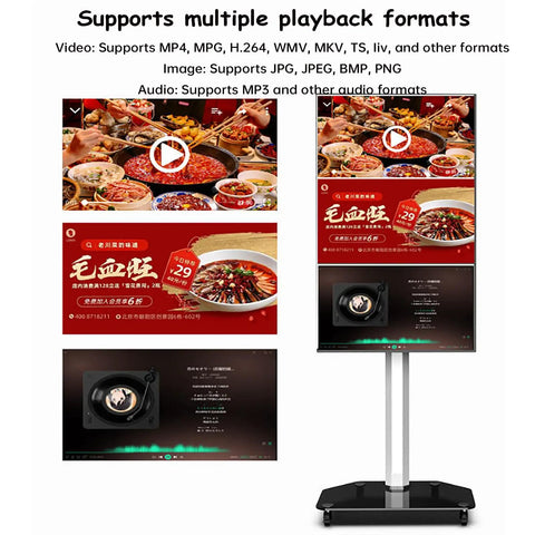 Premium 4K Interactive Led Digital Signage Display With Smart Split Screen And Smooth Portrait Or Landscape Swapping showing multiple playback formats.