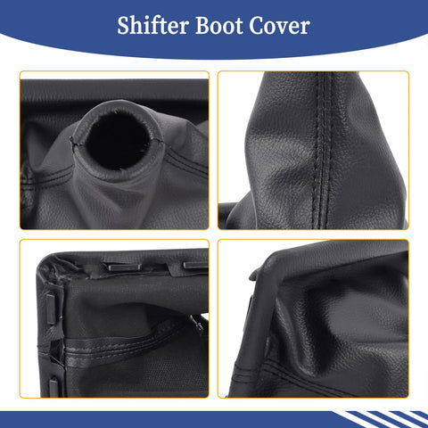 Close-up views of Shifter Boot Cover For Ford Mustang 2005 2009 Manual Transmission Gear Change Lever 8R3Z-7277-AA Replacement Easy Install Durable Leatherette Boot Upgrade Fresh Snug Look Inside The Cabin