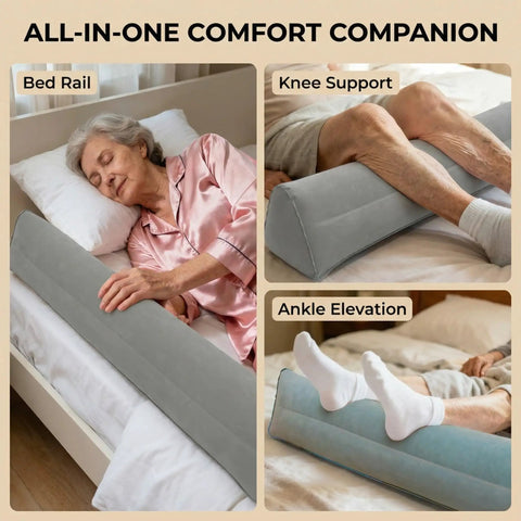 Secure Non Shift Inflatable Bed Rail For Seniors With Universal Fit from Twin to King for safer sleep