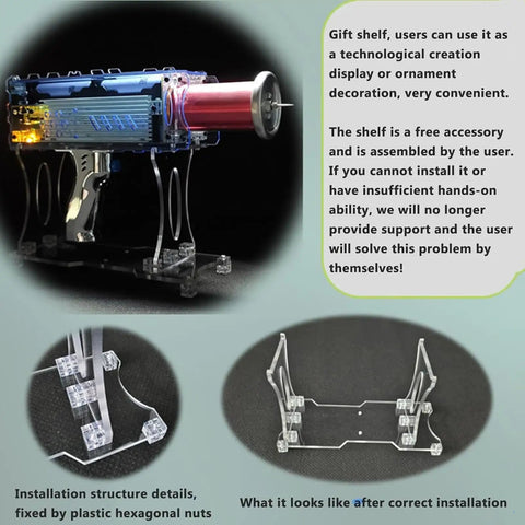 Portable Spark Gap Arc Generator Handheld Tesla Coil Gun Touchable Artificial Lightning Adjustable Precision Dual Mode Dope Science Experiment Tool For Teens And Curious Makers Rechargeable Power With Global 110 240V Compatibility, clear stand