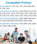 Compatible printers list for 67XL Ink Cartridge Black And Color Combo Pack With 2026 Chip Tech, showing DeskJet models