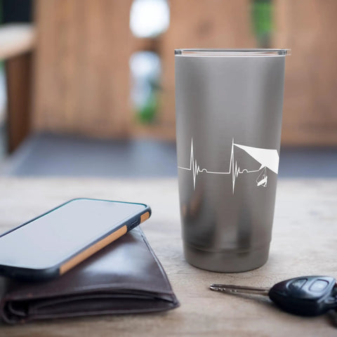 Hang Gliding Heartbeat Pulse Line EKG Stainless Steel Insulated Tumbler For Sky Aces, Adrenaline Junkies, And Cloud Riders