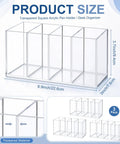 Clear Acrylic Desk Organizer Set 3 Pack With 4 Compartments dimensions and design detail