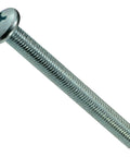 Tough As Nails Phillips Pan Head Machine Screws 1/4-28 By 2-1/2 Inch Zinc Plated Steel Fasteners showcased at an angle.