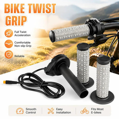 Top Notch Ebike Full Twist Throttle Grip Set With Knobby Particle Texture For 22 Mm Handlebars Perfect Upkeep Ride And Fast Electric Bike Swapping, full set with cable