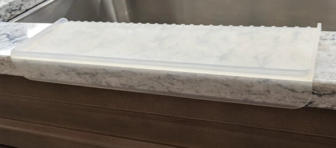 Silicone Sink Edge Guard For 3.75 To 4 Inch Lip With A 14 Inch Straight Edge Frosted Matte Splash Shield Plus Built In Sponge Caddy