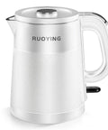 Grab And Go Travel Ready Electric Kettle 0.8L, Ultra Portable Double Wall Stainless Steel Boiler With 304 Food Grade Seamless Inner Tank, White