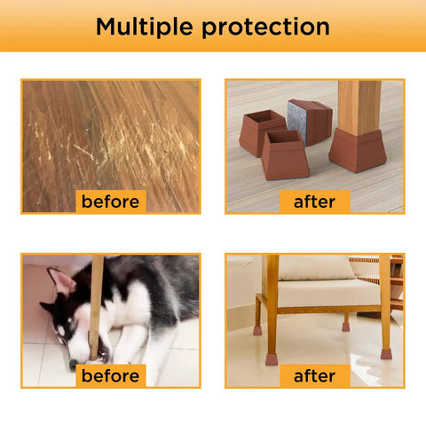16 Piece Silicone Chair Leg Protectors With Felt Square Floor Pads Quiet Pro Grade Furniture Leg Caps for floors