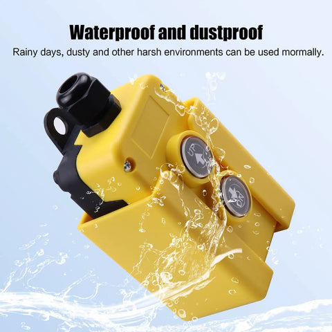 Vozinmost 12V DC Dump Trailer Remote Control Switch For Up Down Operation, yellow ABS, waterproof design, suitable for harsh environments.