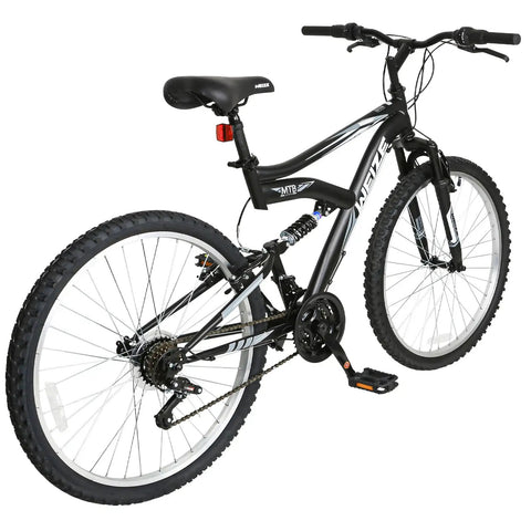 24 Inch Kids Mountain Bike With Dual Full Suspension And 6 Speed Drivetrain, High Carbon Steel Frame, Black Youth Bike