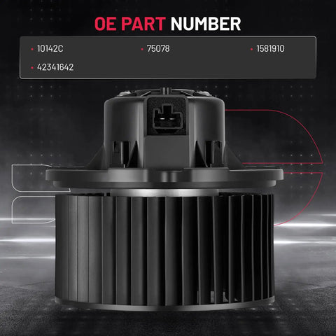 Direct Fit Hvac Blower Motor Fan For Chevy Bolt Ev 2017 To 2020 with visible part numbers and fan design for installation.