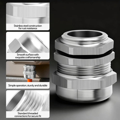 Stainless Steel Cable Gland 1/4 NPT Waterproof Metal Cable Gland Adjustable Protector for 3-6.5mm Cables with Sealing Cap Rustproof and Durable Heavy Duty Industrial Grade 2 Pack for electrical enclosures