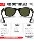 RB4340 Square Shape Non Polarized Sunglasses For Men And Women With G Fifteen Green Lens Includes Official Eyewear Kit Great For Formal Or Casual Wear And Everyday Style