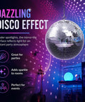 Disco Ball 12 Inch Hanging Mirror Ball For Party Decor And Home Vibe with dazzling light reflections in dark room
