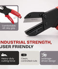 Heavy-duty industrial cutter for plastic, rubber, wood, leather and PEX, single unit with 3 replaceable razor blades, ergonomic handle