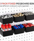 300 Piece Pegboard Hooks Kit With Bins For 1/8 And 1/4 Inch Pegboards All In One Tool Organizer with fixed bins holding supplies