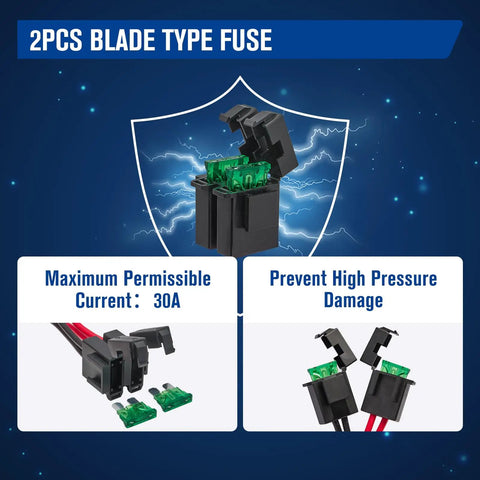 2 pcs blade type fuse from 4 Pin 12AWG DC Power Cord Cable 1M With 30A Fuse for Ham Radio Short Wave Power Supply Lead