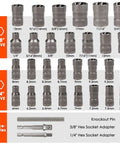 Bolt Extractor Kit with 20 Pieces for Removing Damaged Stripped Frozen Rusted and Rounded Off Bolts Nuts and Screws, set displayed